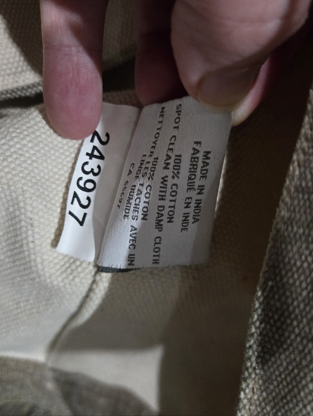Restoration Hardware large Red Brown Off White Canvas Stripe tote - Picture 7 of 7